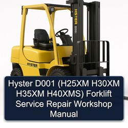 Hyster D001 (h25xm H30XM H35XM H40xms) Forklift Service Repair Workshop Manual PDF