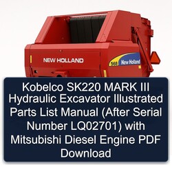 Kobelco SK220 Mark III Hydraulic Excavator Illustrated (after Serial Number Lq02701) Mitsubishi Diesel Engine Parts Catalog PDF