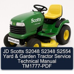 JD Scotts S2048 S2348 S2554 Yard Garden Tractor TM1777 Service Repair Workshop Manual PDF