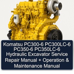 Komatsu PC300-6 Pc300lc-6 PC350-6 Pc350lc-6 Hydraulic Excavator Operation Service Repair Workshop Manual PDF