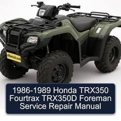 1986-1989 Honda TRX350 Fourtrax TRX350D Foreman Service Repair Workshop Manual PDF