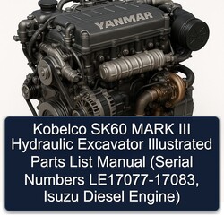 Kobelco SK60 Mark III Hydraulic Excavator Illustrated (serial Numbers Le17077-17083, Isuzu Diesel Engine) Parts Catalog PDF