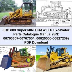JCB 803 Super Mini Crawler Excavator (sn: 00765607-00767004 00820000-00827239) Parts Catalog PDF