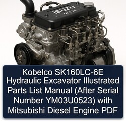 Kobelco Sk160lc-6e Hydraulic Excavator Illustrated (after Serial Number Ym03u0523) Mitsubishi Diesel Engine Parts Catalog PDF