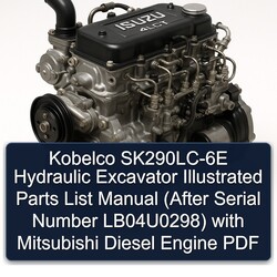Kobelco Sk290lc-6e Hydraulic Excavator Illustrated (after Serial Number Lb04u0298) Mitsubishi Diesel Engine Parts Catalog PDF