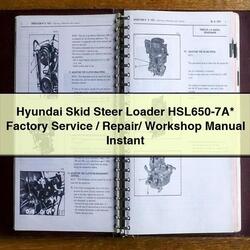 Hyundai Skid Steer Loader Hsl650-7a / Service Repair Workshop Manual PDF