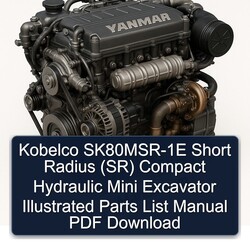 Kobelco Sk80msr-1e Short Radius (SR) Compact Hydraulic Mini Excavator Illustrated Parts Catalog PDF