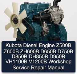 Kubota 70mm Stroke Series Diesel Engine Z500B Z600B ZH600B D650B D750B D850B DH850B D950B VH1100B V1200B Workshop Manual de servicio y reparación # 1 