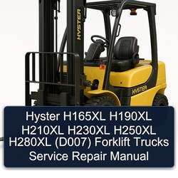 Hyster H165XL H190XL H210XL H230XL H250XL H280XL (D007) Forklift Trucks Service Repair Workshop Manual PDF