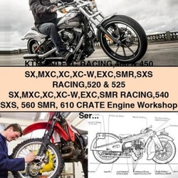 KTM 250 EXC Racing 400 450 SX MXC XC XC-W SMR SXS 520 525 540 560 610 Crate Engine Service Repair Workshop Manual PDF