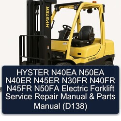 Hyster N40EA N50EA N40ER N45ER N30FR N40FR N45FR N50FA Electric Forklift Parts (D138) Catalog PDF