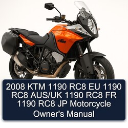 2008 KTM 1190 RC8 EU Aus/uk FR JP Motorcycle Owner's Manual PDF