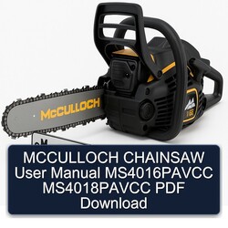 Mcculloch Chainsaw User MS4016PAVCC MS4018PAVCC Service Repair Workshop Manual PDF