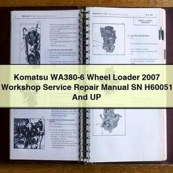 2007 Komatsu WA380-6 Wheel Loader SN H60051 UP Service Repair Workshop Manual PDF