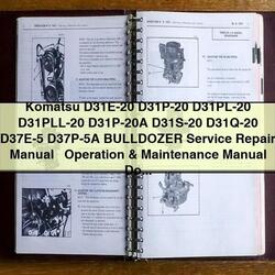Komatsu D31E-20 D31P-20 D31PL-20 D31pll-20 D31P-20A D31S-20 D31Q-20 D37E-5 D37P-5A Bulldozer Operation Service Repair Workshop Manual PDF