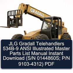 JLG Gradall Telehandlers 534B-9 Ansi Illustrated Master (s/n 0144860s; P/n 9103-4312) Parts Catalog PDF