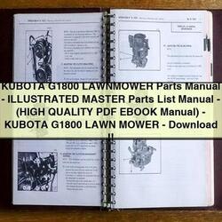 Kubota G1800 Lawnmower Parts -illustrated Master -( )-kubota Lawn Mower Catalog PDF