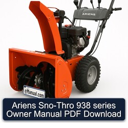 Ariens SNO-THRO 938 Series Owner Owner's Manual PDF