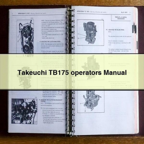 Takeuchi TB175 Operators Operator's Manual PDF