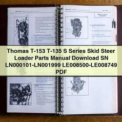 Thomas T-153 T-135 S Series Skid Steer Loader Parts SN Ln000101-ln001999 Le008500-le008749 Catalog PDF