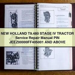 New Holland T9.480 Stage IV Tractor PIN Jeez00000ff405001 Above Service Repair Workshop Manual PDF
