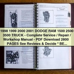 1998-2001 Dodge D Series RAM 1500 2500 3500 Truck Service Repair Workshop Manual PDF