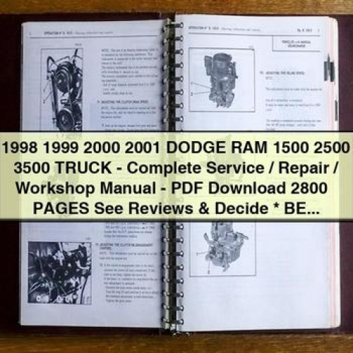 1998-2001 Dodge D Series RAM 1500 2500 3500 Truck Service Repair Workshop Manual PDF