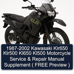 1987-2002 Kawasaki KLR Series KLR650 KLR500 KL650 KL500 Motorcycle Supplement ( Free Preview ) Service Repair Workshop Manual PDF
