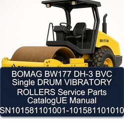 Bomag BW177 DH-3 BVC Single Drum Vibratory Rollers Sn101581101001-101581101010 CatalogUE Parts Catalog PDF