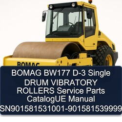 Bomag BW177 D-3 Single Drum Vibratory Rollers Sn901581531001-901581539999 CatalogUE Parts Catalog PDF