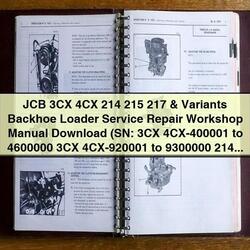 JCB 3CX 4CX 214 215 217 Backhoe Loader Service Repair Workshop Manual PDF