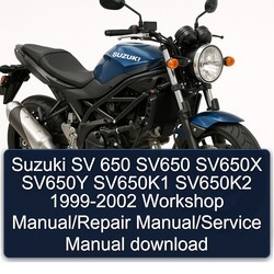 1999-2002 Suzuki SV Models 650 SV650 SV650X SV650Y Sv650k1 Sv650k2 Service Repair Workshop Manual PDF