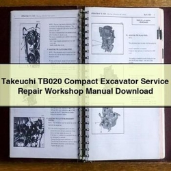 Takeuchi TB020 Compact Excavator Service Repair Workshop Manual PDF