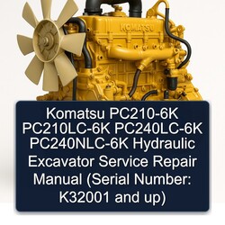 Komatsu PC210-6K Pc210lc-6k Pc240lc-6k Pc240nlc-6k Hydraulic Excavator (serial Number: K32001 Up) Service Repair Workshop Manual PDF