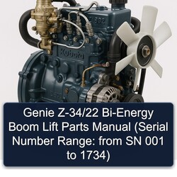Kubota Z 602 Genie Z-34/22 Bi-energy Boom Lift Parts (serial Number Range: From SN 001 1734) Catalog PDF