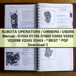 KUBOTA Bedienungsanleitung D1503 D1703 D1803 V2003 V2203 V2203M V2403
