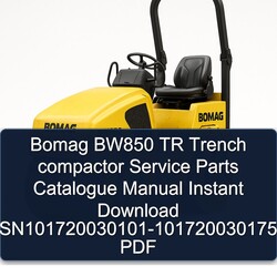 Bomag BW850 TR Trench Compactor Sn101720030101-101720030175 Parts Catalog PDF