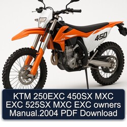 2004 KTM 250EXC 450SX MXC EXC 525SX Owners Owner's Manual PDF