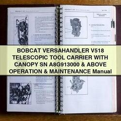 Bobcat Versahandler V518 Telescopic Tool Carrier Canopy SN A8g913000 Above Operation Service Repair Workshop Manual PDF