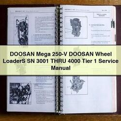 Doosan Mega 250-V Wheel Loaders SN 3001 Thru 4000 Tier 1 Service Repair Workshop Manual PDF