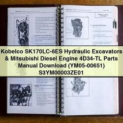 Kobelco Sk170lc-6es Hydraulic Excavators Mitsubishi Diesel Engine 4D34-TL Parts (YM05-00651) S3ym00003ze01 Catalog PDF