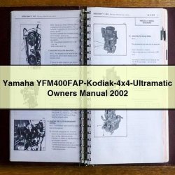 2002 Yamaha Yfm400fap-kodiak-4x4-ultramatic Owners Owner's Manual PDF