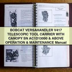 Bobcat Versahandler V417 Telescopic Tool Carrier Canopy SN Ac1d13000 Above Operation Service Repair Workshop Manual PDF