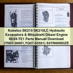 Kobelco SK210 SK210LC Hydraulic Excavators Mitsubishi 6D34-TE1 Engine Parts Catalog PDF