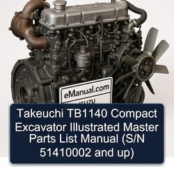 Takeuchi TB1140 Compact Excavator Illustrated Master (s/n 51410002 Up) Parts Catalog PDF