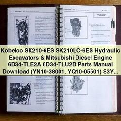 Kobelco Sk210-6es, Sk210lc-6es Hydraulic Excavators Mitsubishi Diesel Engine 6d34 Parts Catalog PDF