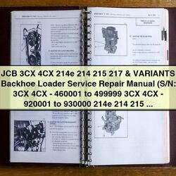 JCB 3CX 4CX 214E 214 215 217 Variants Backhoe Loader Service Repair Workshop Manual PDF