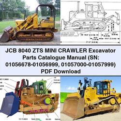 JCB 8040 ZTS Mini Crawler Excavator (sn: 01056678-01056999 01057000-01057999) Parts Catalog PDF