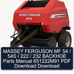 Manual de Partes Massey Ferguson MF 54 / 54S / 222 / 232 Retroexcavadora (PDF)