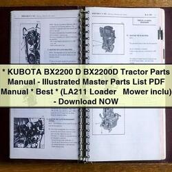 Kubota BX2200 D BX2200D Tractor Parts -illustrated Master Best (la211 Loader Mower Inclu)- NOW Catalog PDF
